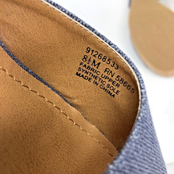 14th & Union Sandals Womens 8.5M Blue Fabric Peep Toe Slingback Chunky Cork Heel - Picture 8 of 9